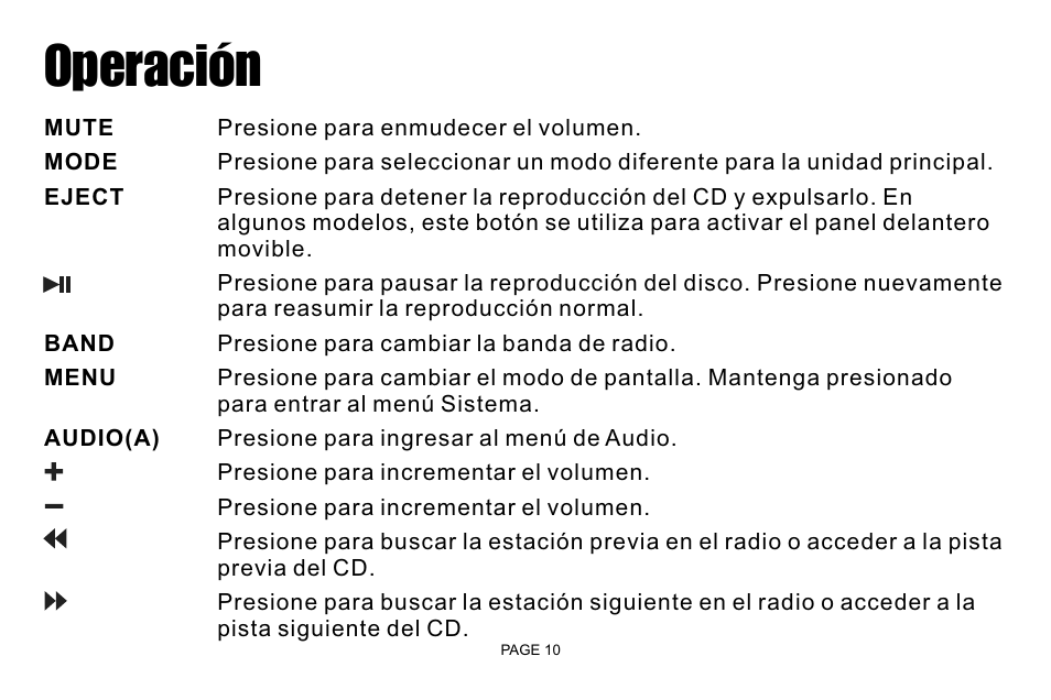 Operación | Jensen IR30 User Manual | Page 12 / 20