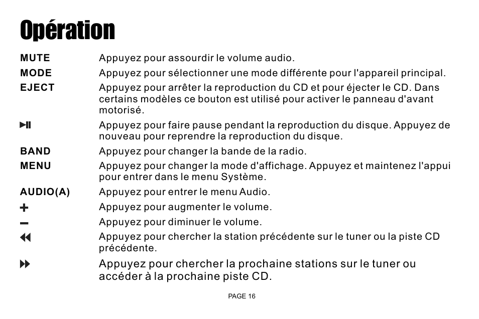 Opération | Jensen IR30 User Manual | Page 18 / 20