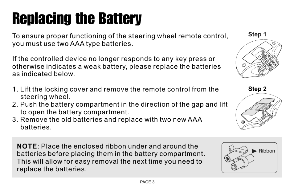 Replacing the battery | Jensen IR30 User Manual | Page 5 / 20