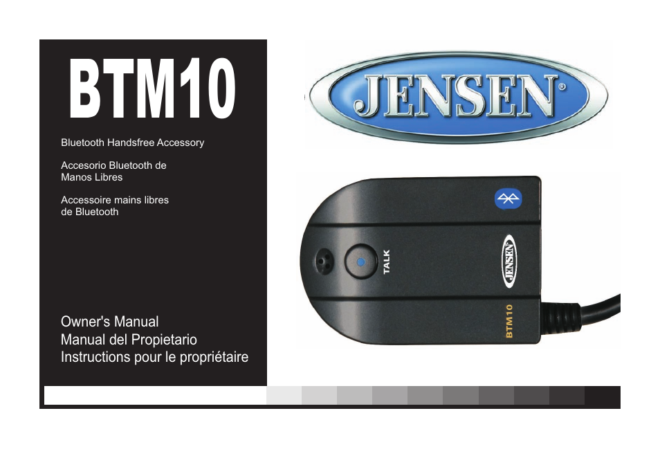 Jensen Bluetooth Handsfree Accessory BTM10 User Manual | 18 pages