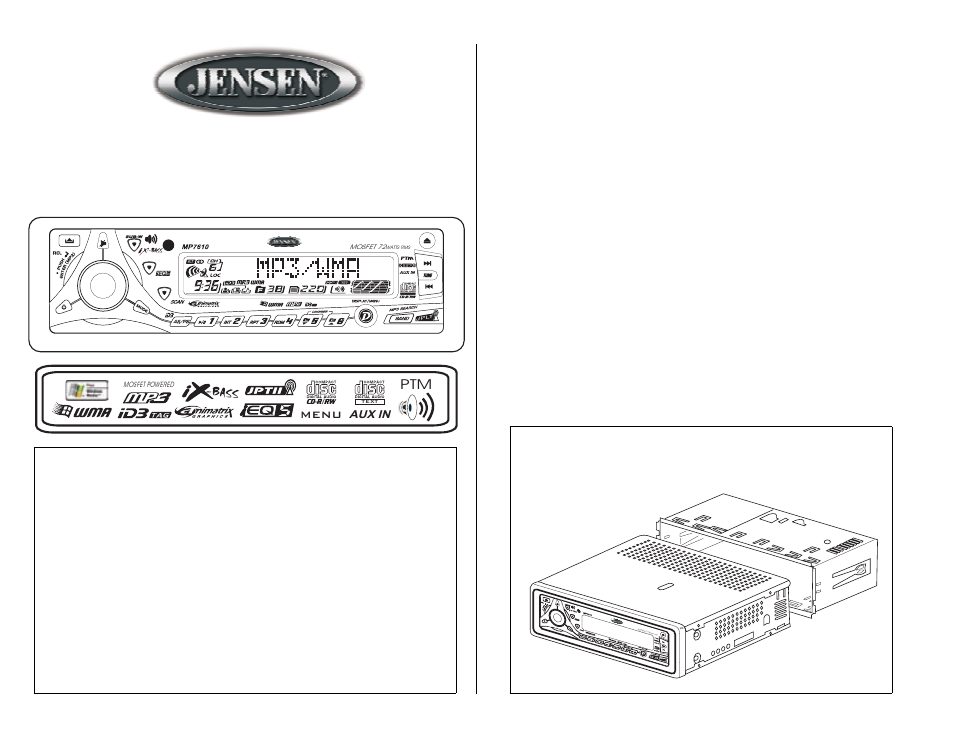 Jensen MP7610 User Manual | 25 pages