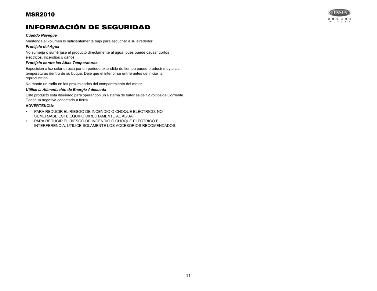 Jensen MSR2010 User Manual | Page 13 / 34