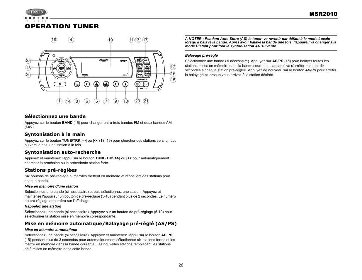 Jensen MSR2010 User Manual | Page 28 / 34