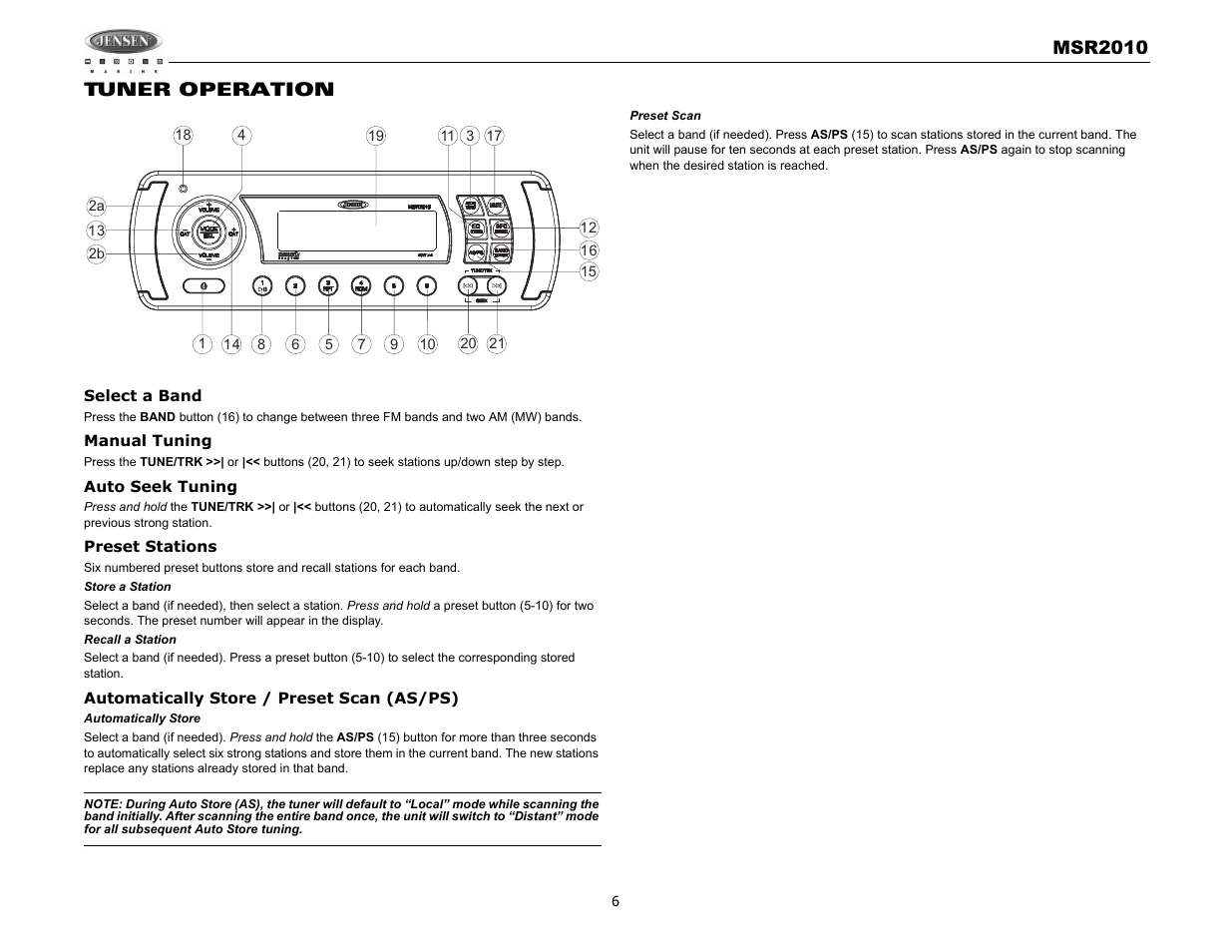 Jensen MSR2010 User Manual | Page 8 / 34