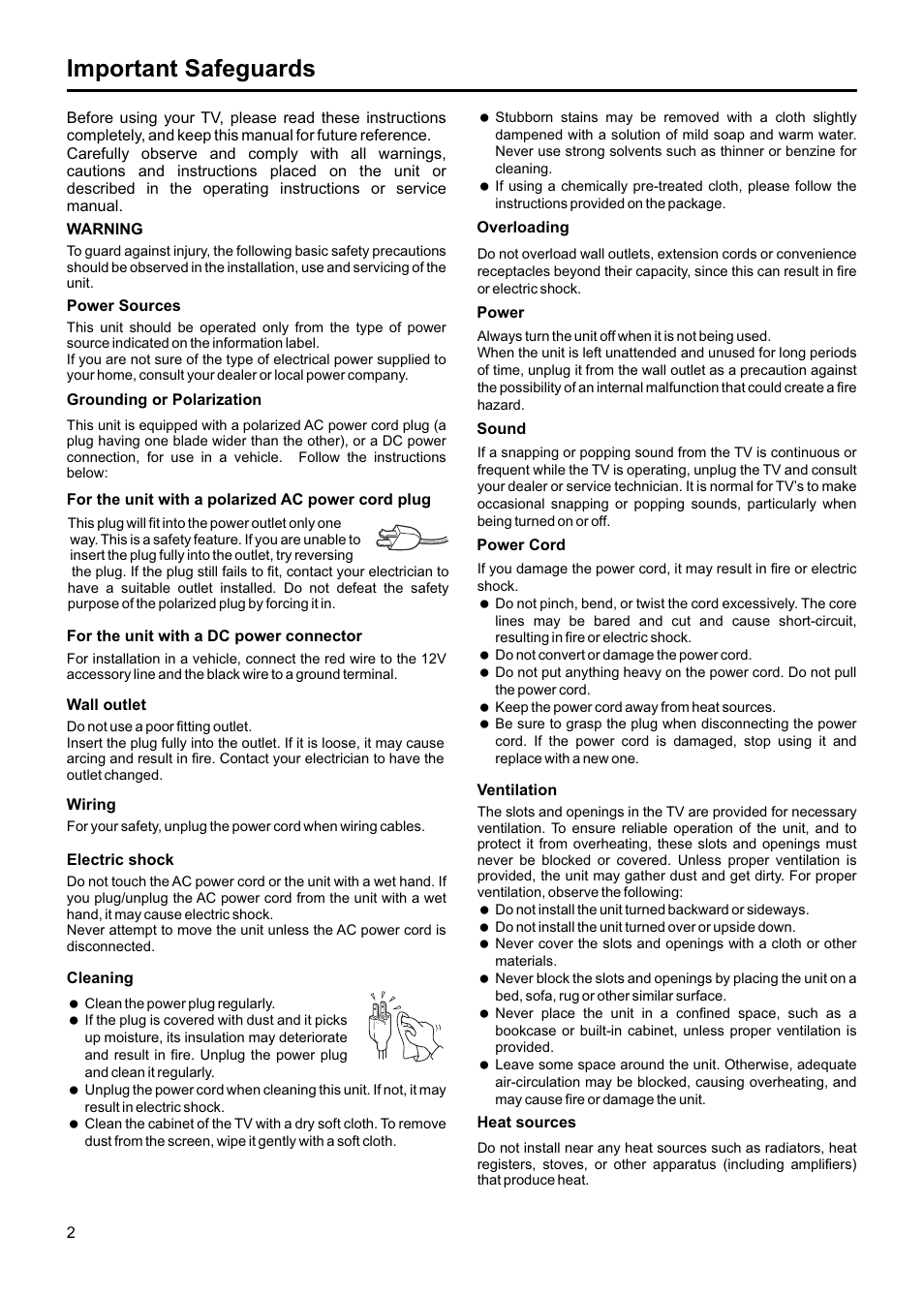 Important safeguards | Jensen JE1507DC User Manual | Page 3 / 40