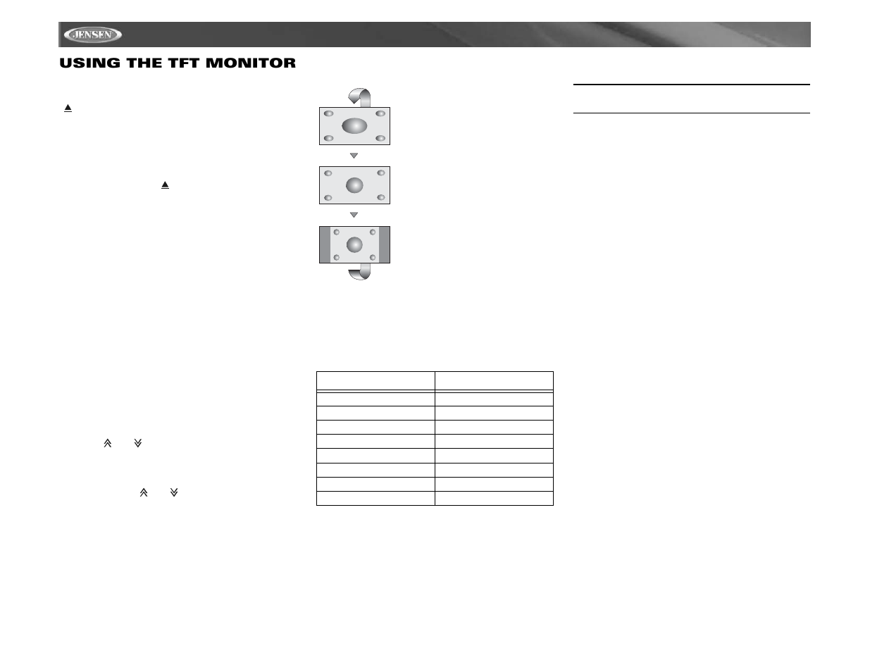 Vm9021ts using the tft monitor | Jensen Mobile Multimedia AM/FM/DVD Receiver VM9021TS User Manual | Page 16 / 116