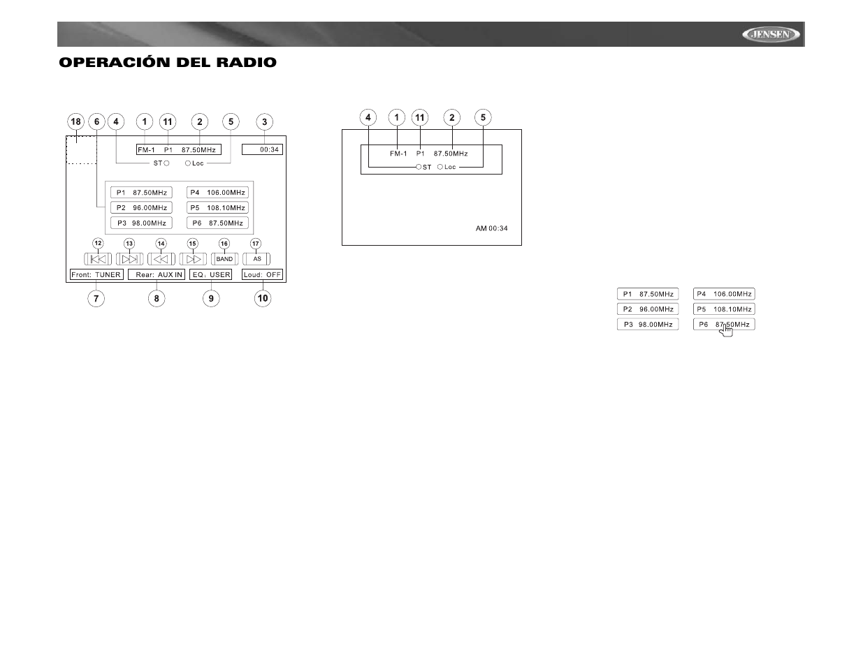 Vm9021ts operación del radio | Jensen Mobile Multimedia AM/FM/DVD Receiver VM9021TS User Manual | Page 59 / 116