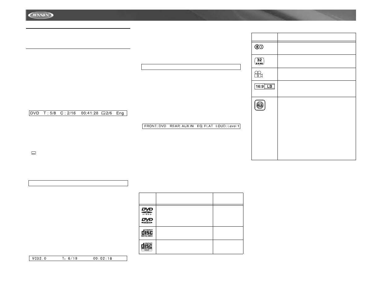 Vm9021ts | Jensen Mobile Multimedia AM/FM/DVD Receiver VM9021TS User Manual | Page 64 / 116