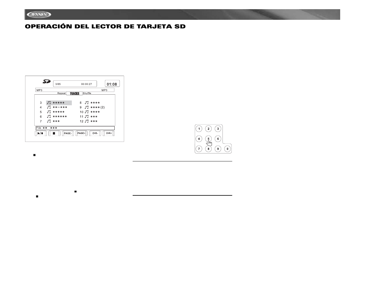 Vm9021ts operación del lector de tarjeta sd | Jensen Mobile Multimedia AM/FM/DVD Receiver VM9021TS User Manual | Page 70 / 116