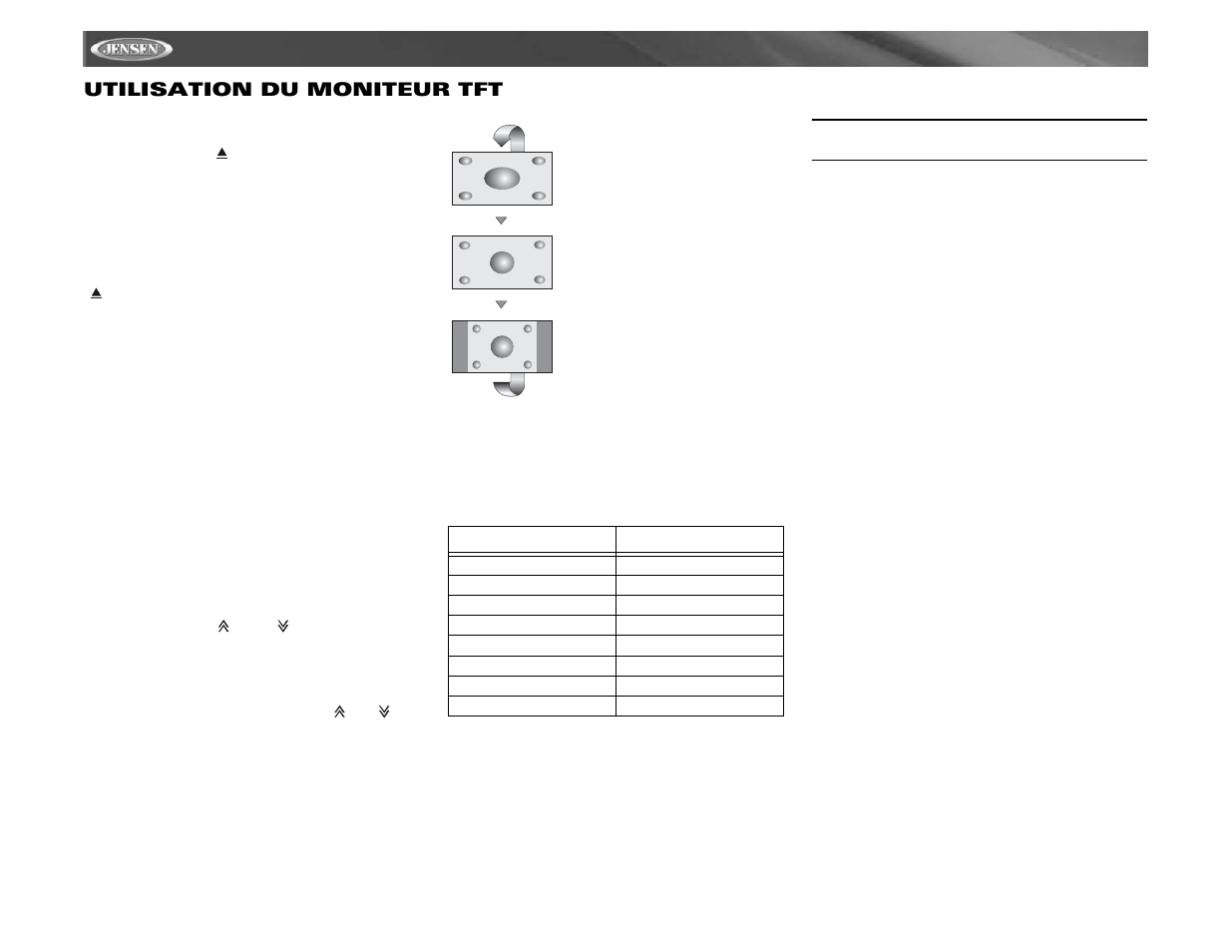 Vm9021ts utilisation du moniteur tft | Jensen Mobile Multimedia AM/FM/DVD Receiver VM9021TS User Manual | Page 90 / 116