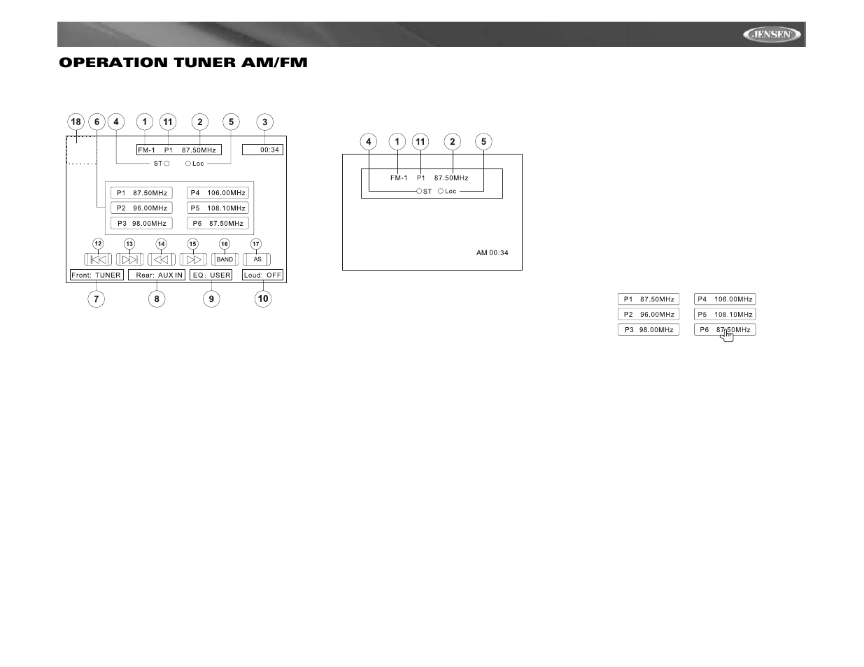 Vm9021ts operation tuner am/fm | Jensen Mobile Multimedia AM/FM/DVD Receiver VM9021TS User Manual | Page 97 / 116