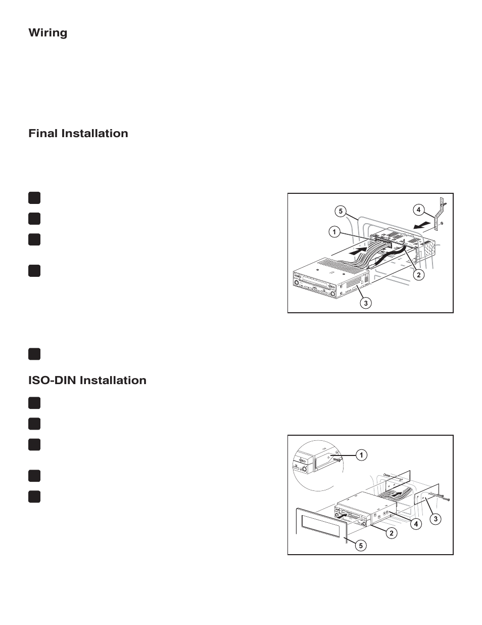 Wiring, Final installation, Iso-din installation | Jensen VM9414 User Manual | Page 3 / 4