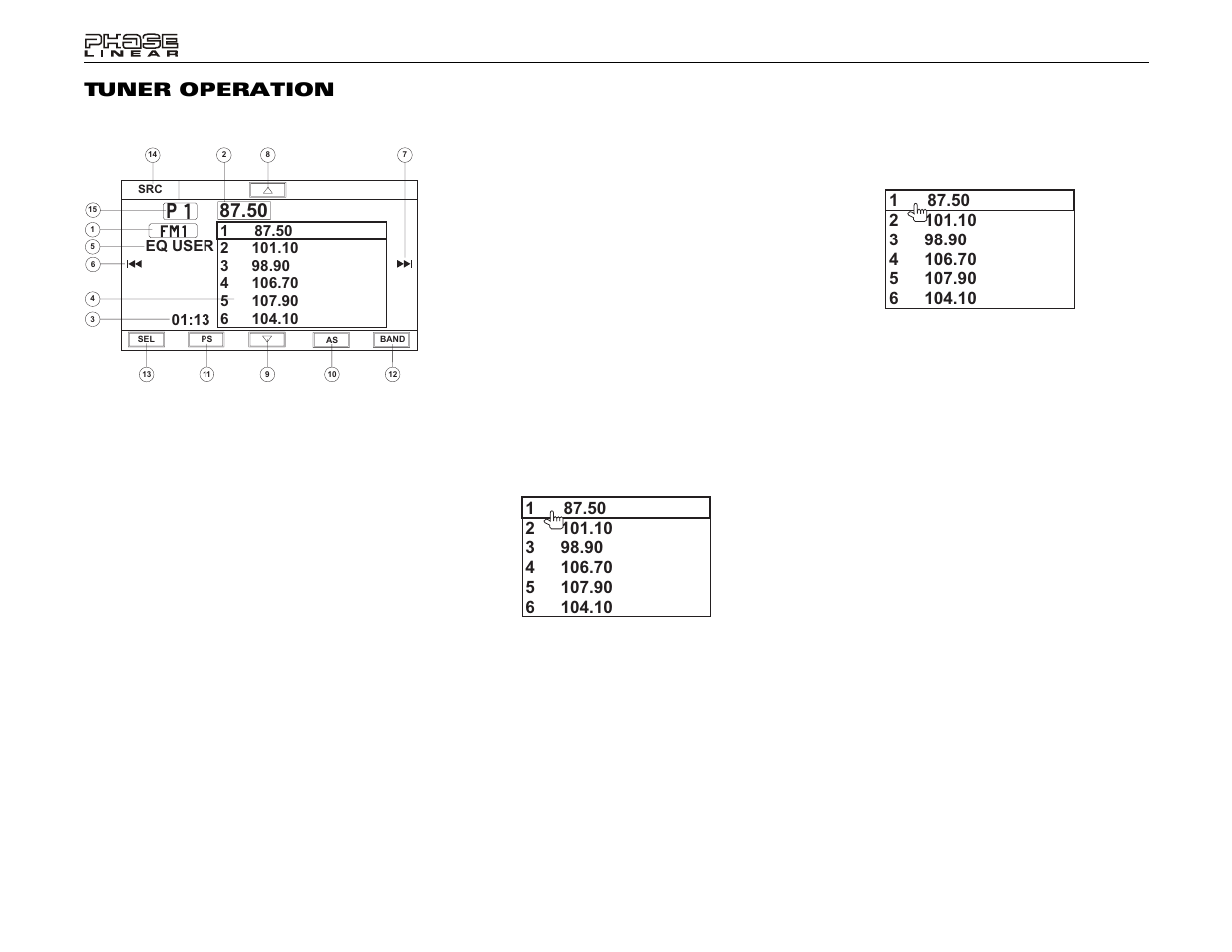 Uv8020 tuner operation | Jensen Phase Linear UV8020 User Manual | Page 16 / 30