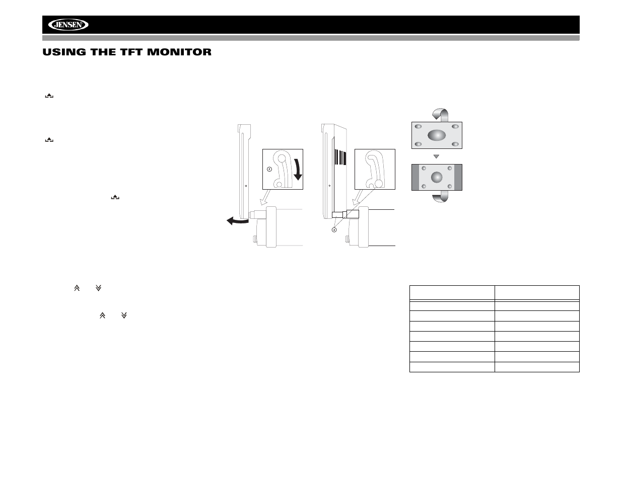 Vm9412 using the tft monitor | Jensen VM9412 User Manual | Page 16 / 38