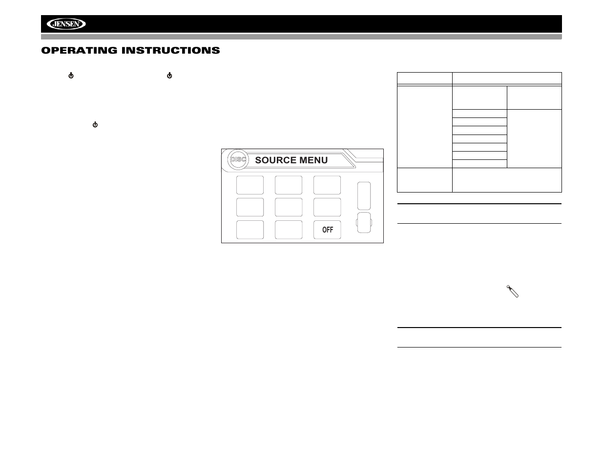 Vm9412 operating instructions, Source menu | Jensen VM9412 User Manual | Page 18 / 38