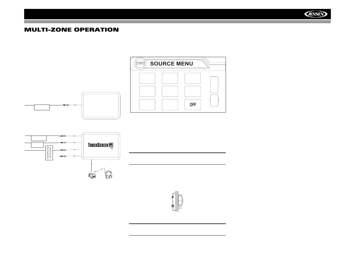 Vm9412 multi-zone operation, Source menu | Jensen VM9412 User Manual | Page 19 / 38