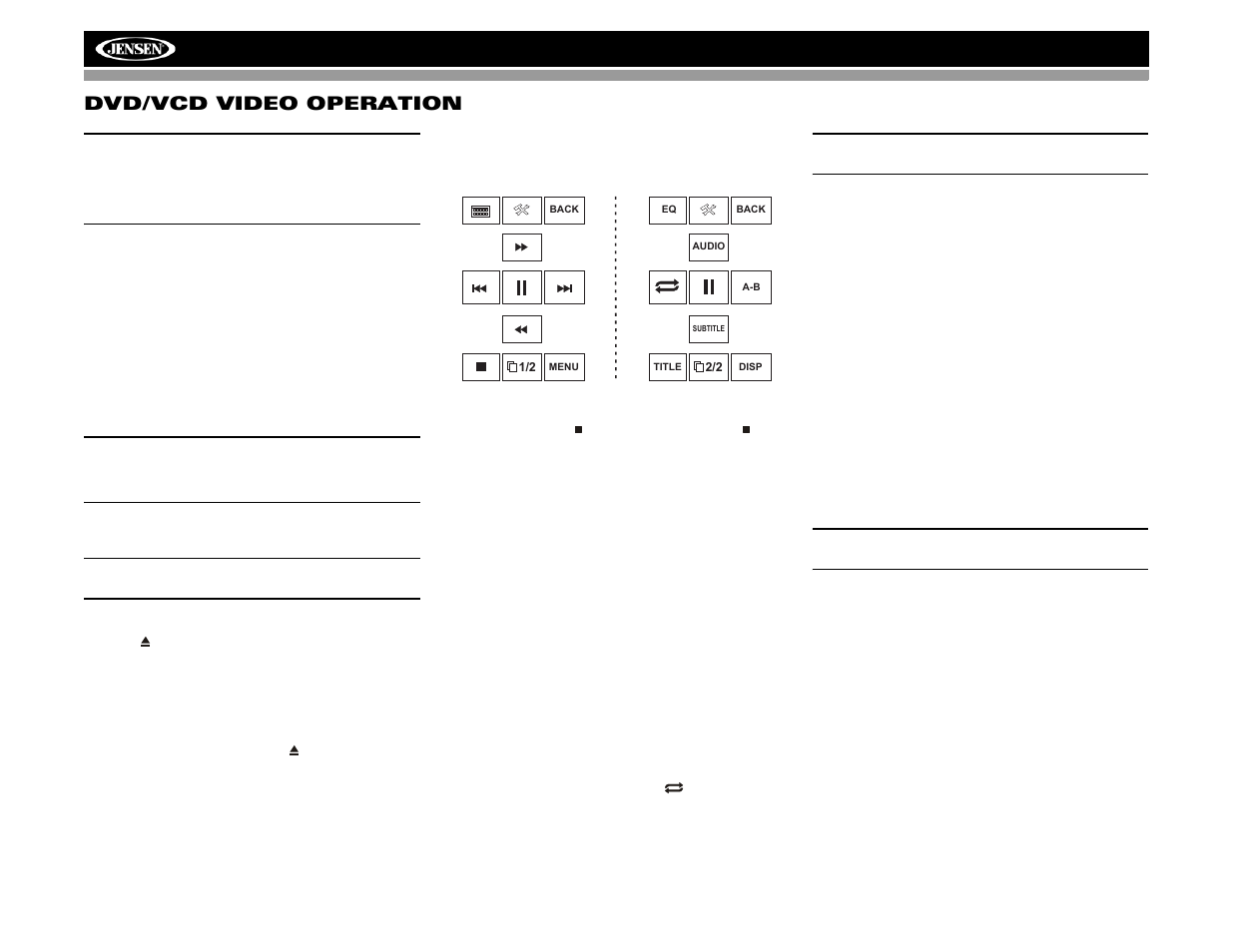 Vm9412 dvd/vcd video operation | Jensen VM9412 User Manual | Page 26 / 38
