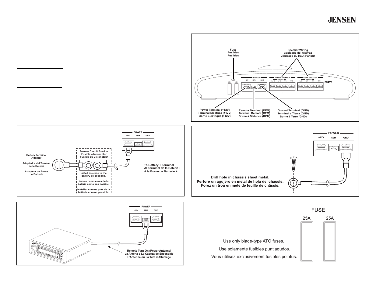 Ps475, Wiring | Jensen PS475 User Manual | Page 5 / 13