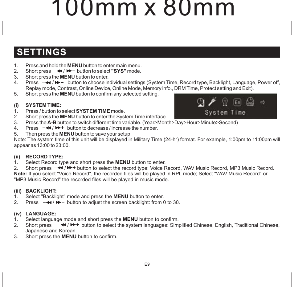 Settings | Jensen SMP-1GBEB User Manual | Page 10 / 18