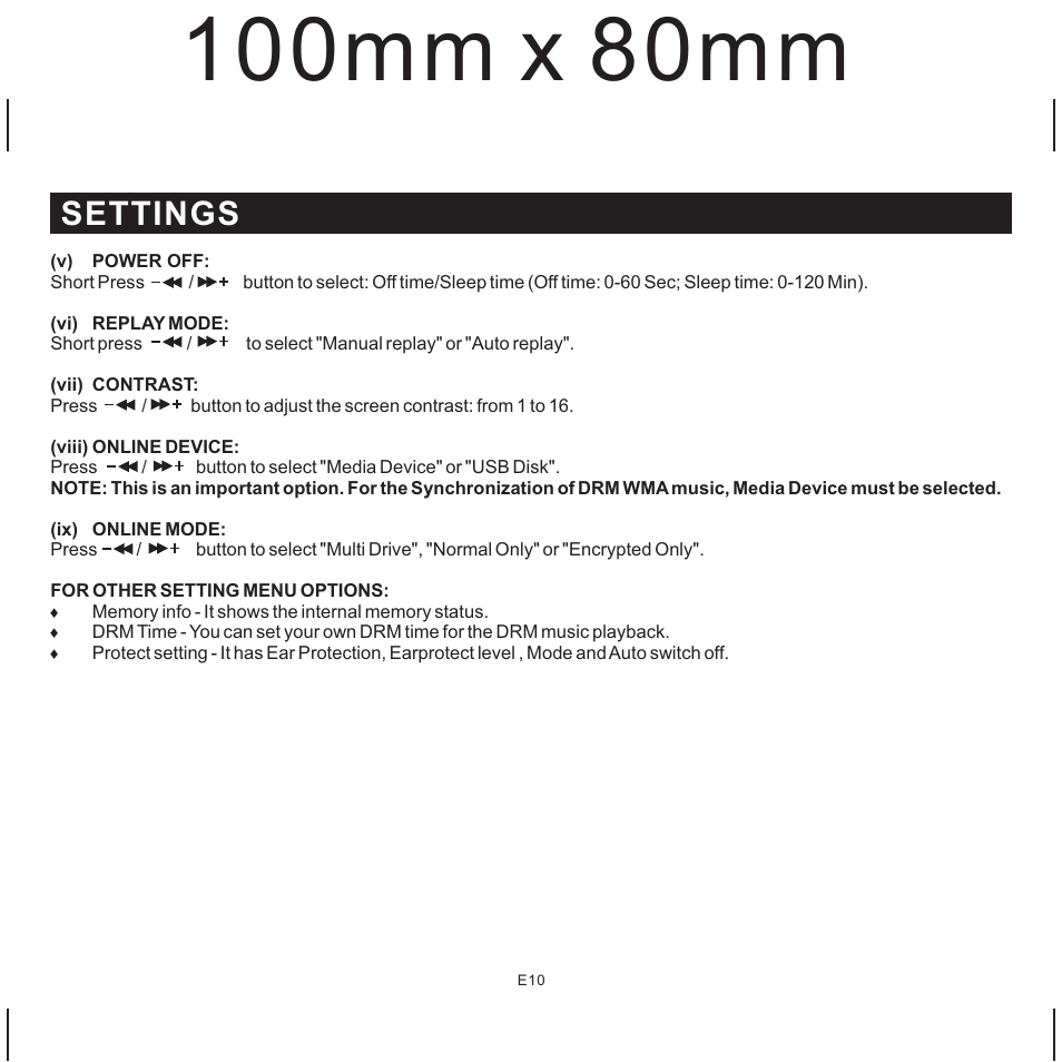Settings | Jensen SMP-1GBEB User Manual | Page 11 / 18