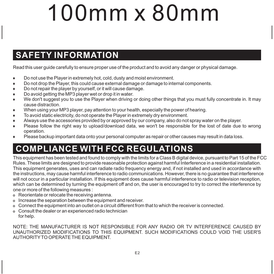 Compliance with fcc regulations, Safety information | Jensen SMP-1GBEB User Manual | Page 3 / 18