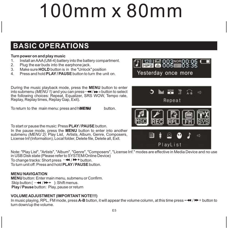 Basic operations | Jensen SMP-1GBEB User Manual | Page 6 / 18