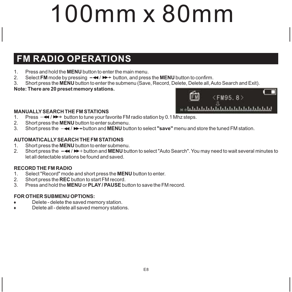 Fm radio operations | Jensen SMP-1GBEB User Manual | Page 9 / 18