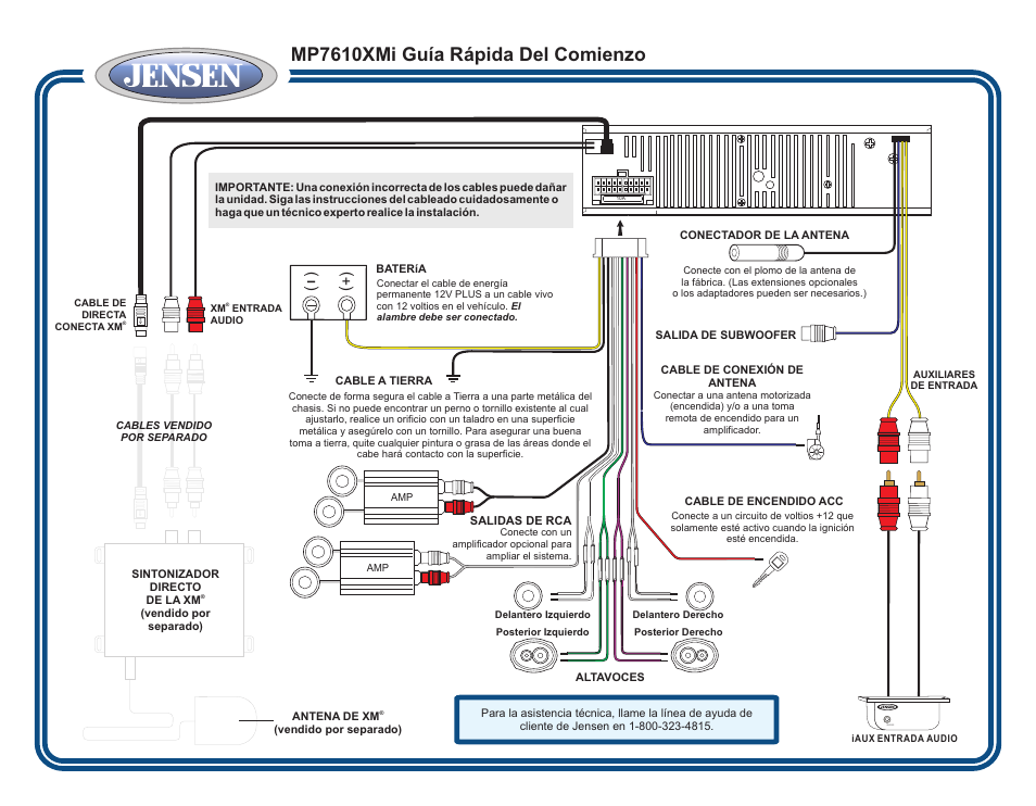 Mp7610xmi guía rápida del comienzo | Jensen MP7610XMi User Manual | Page 2 / 3