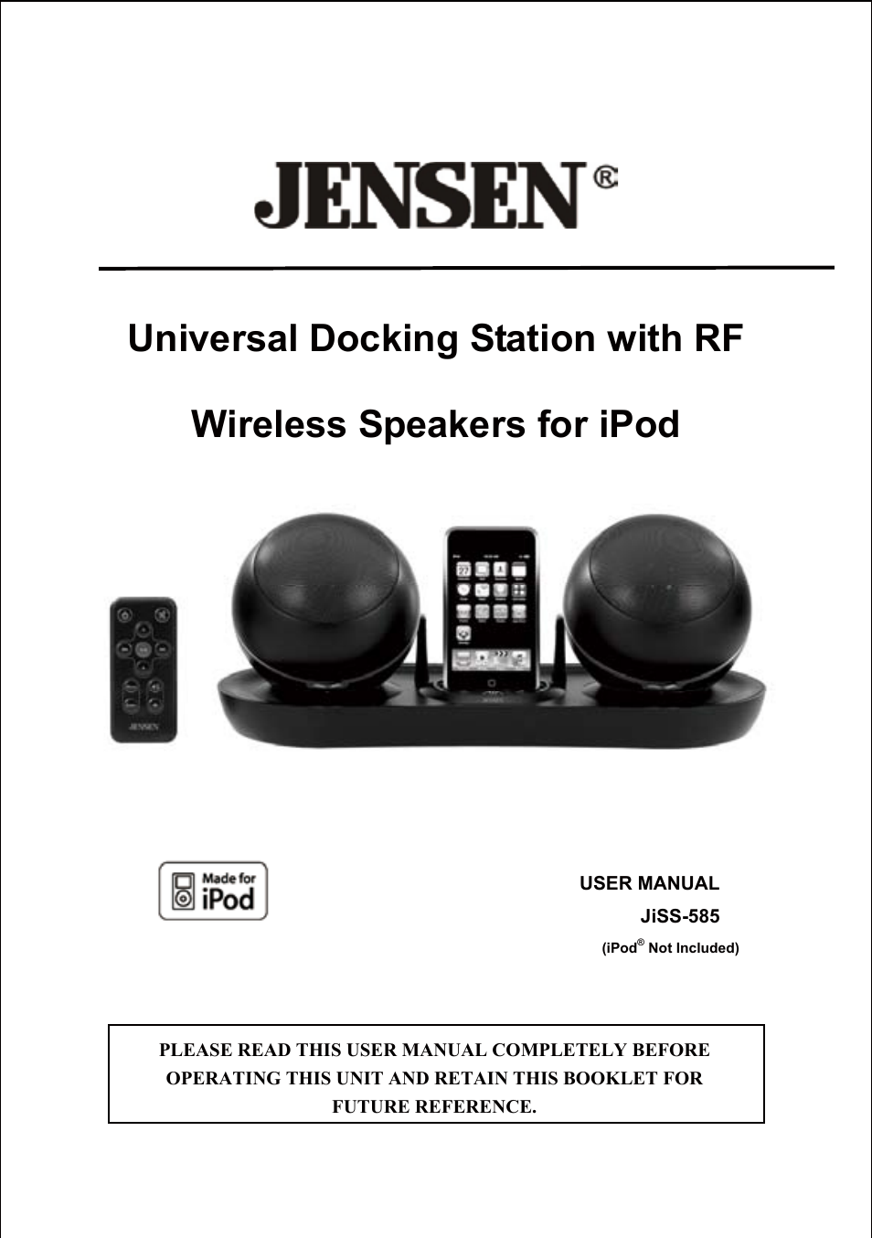 Jensen JiSS-585 User Manual | 10 pages