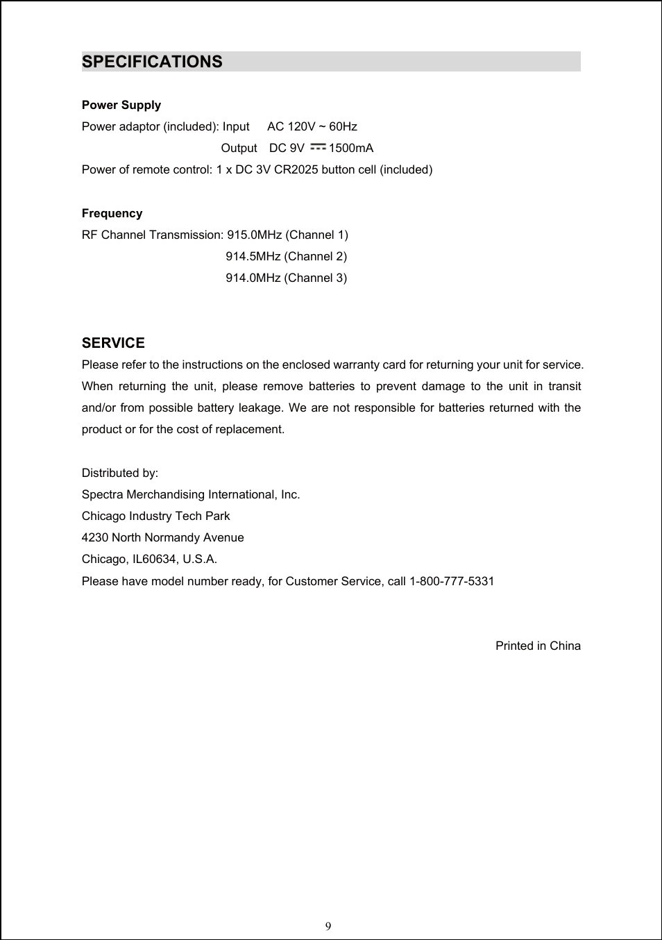 Specifications | Jensen JiSS-585 User Manual | Page 10 / 10