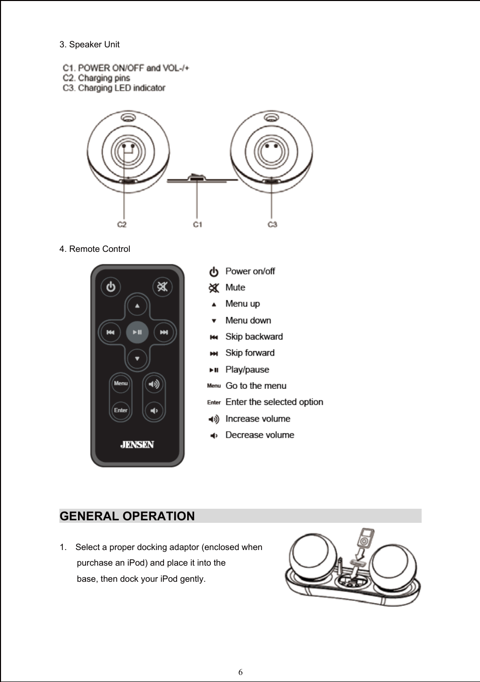 General operation | Jensen JiSS-585 User Manual | Page 7 / 10