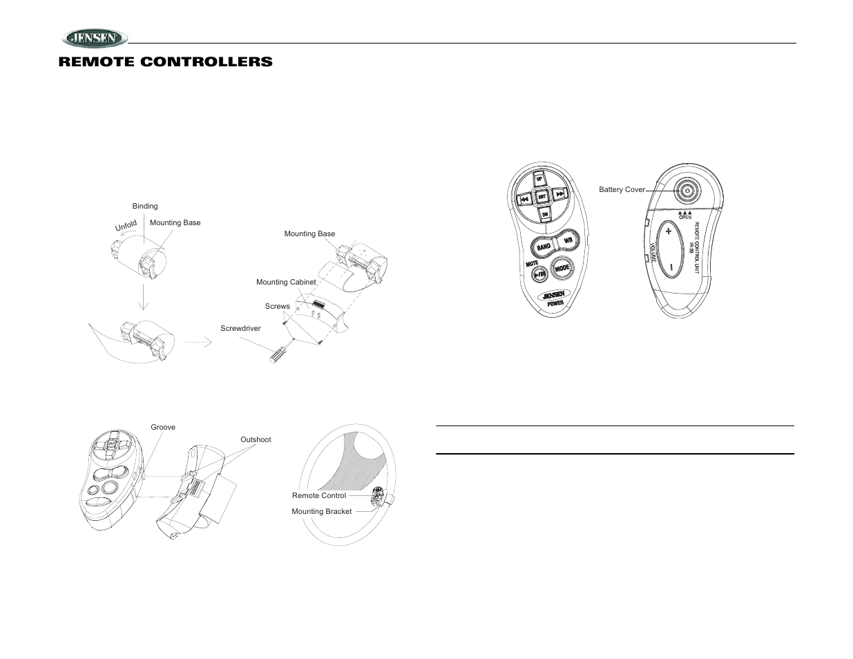Vr182, Remote controllers | Jensen VR182 User Manual | Page 14 / 16