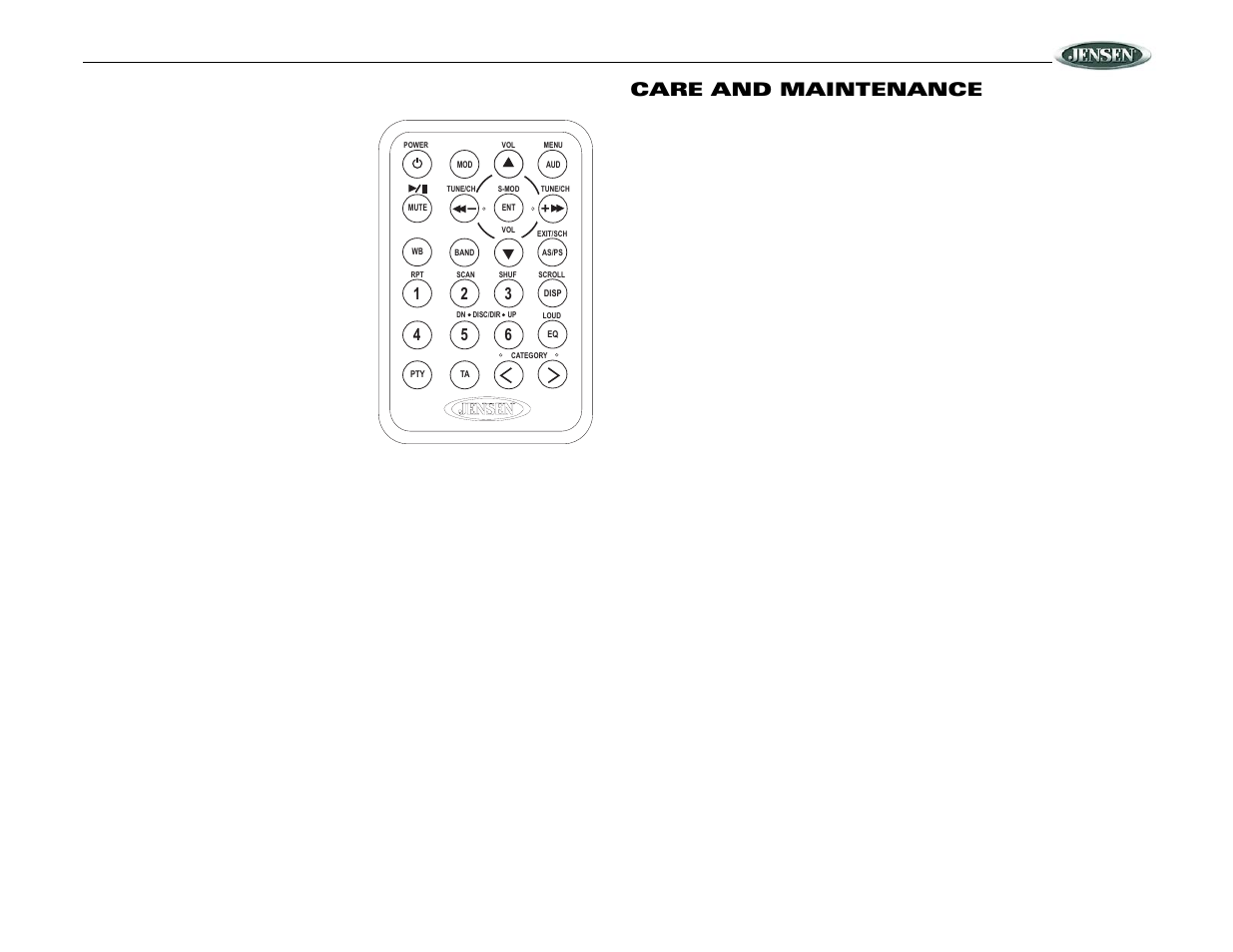 Vr182, Care and maintenance | Jensen VR182 User Manual | Page 15 / 16