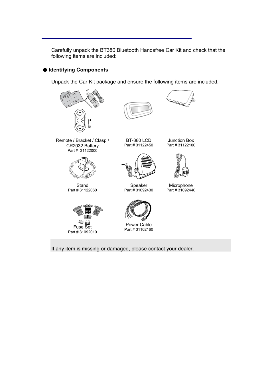Introduction, Identifying components | Jensen BT380 User Manual | Page 5 / 28