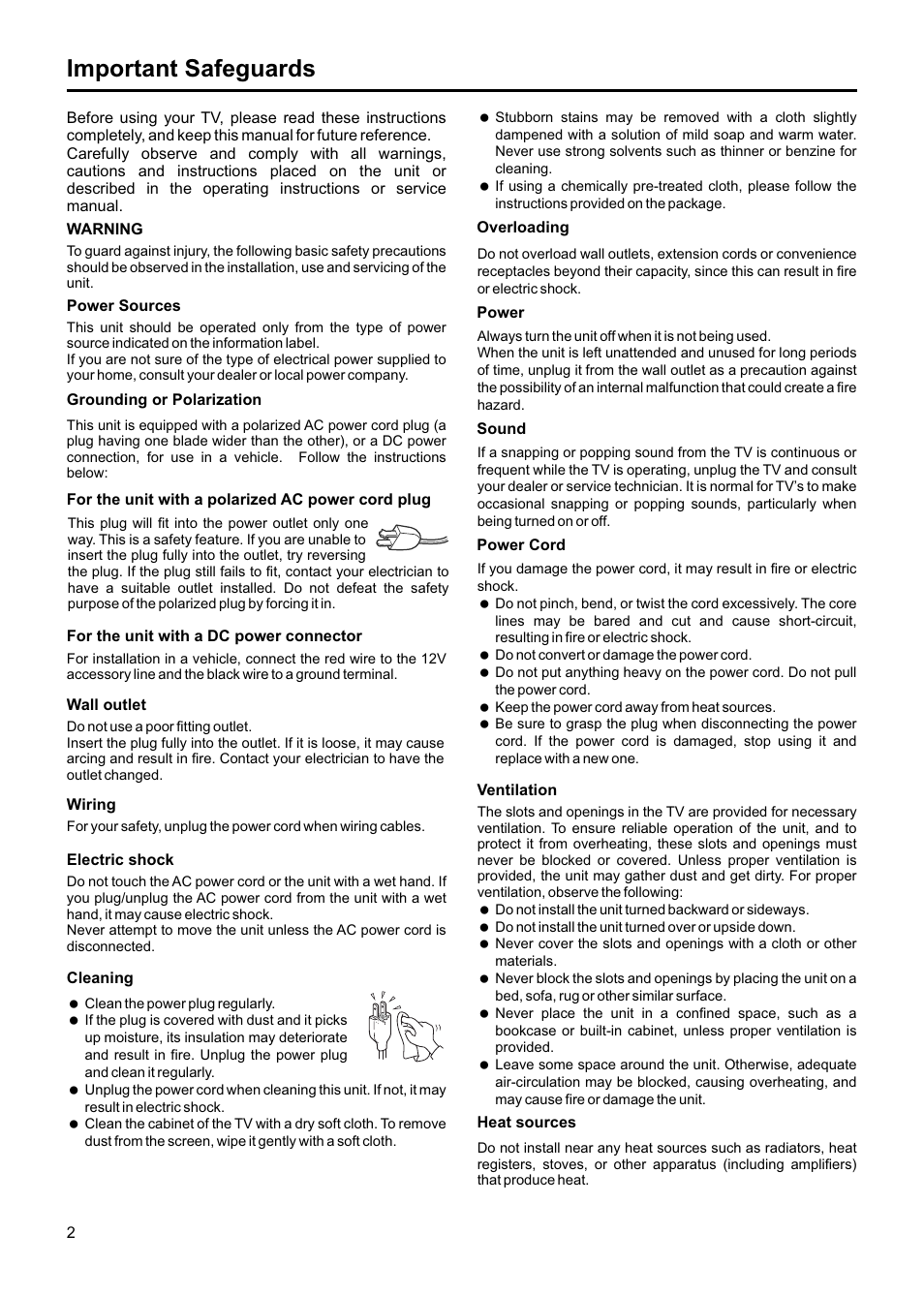 Important safeguards | Jensen JE1907DC User Manual | Page 3 / 40