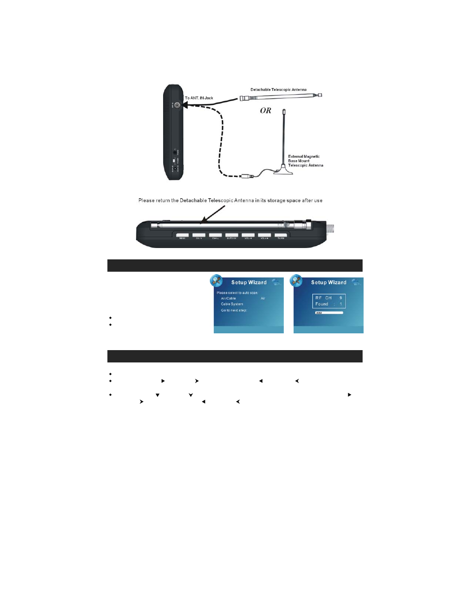 Getting started, Function menus and settings | Jensen JDTV-750 User Manual | Page 11 / 19