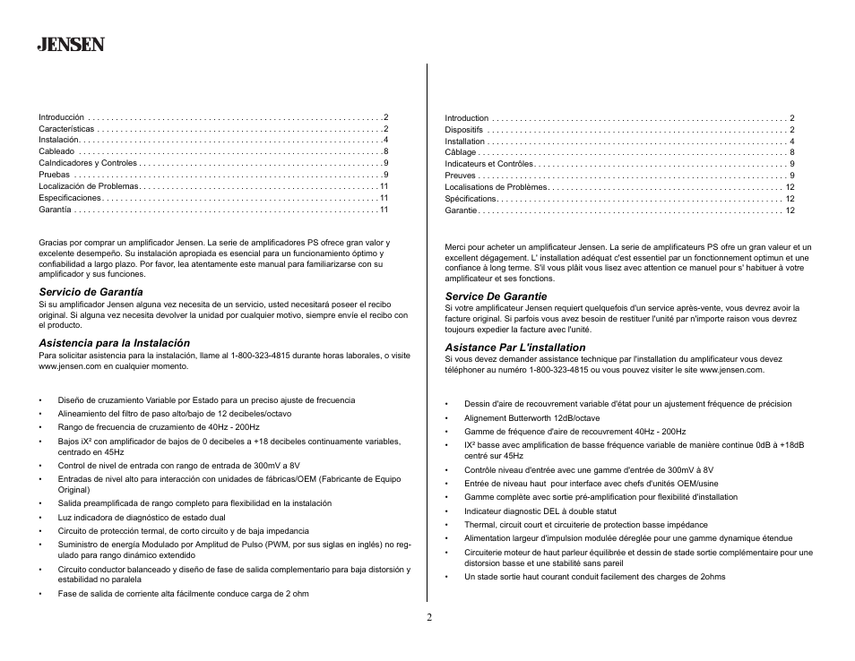 Jensen PS1220M User Manual | Page 2 / 14