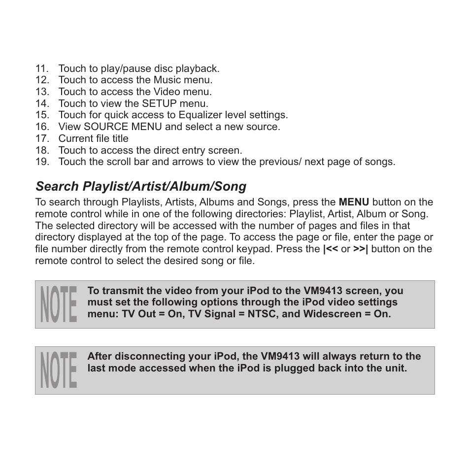 Search playlist/artist/album/song | Jensen VM9413 User Manual | Page 31 / 92