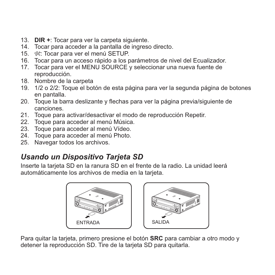 Usando un dispositivo tarjeta sd | Jensen VM9413 User Manual | Page 53 / 92