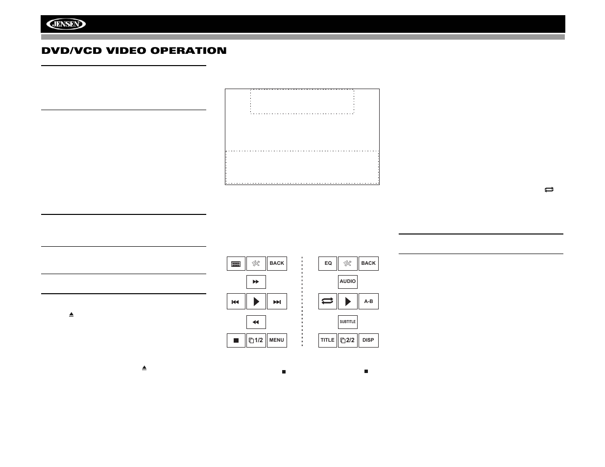 Vm9313 dvd/vcd video operation | Jensen VM9313 User Manual | Page 21 / 106