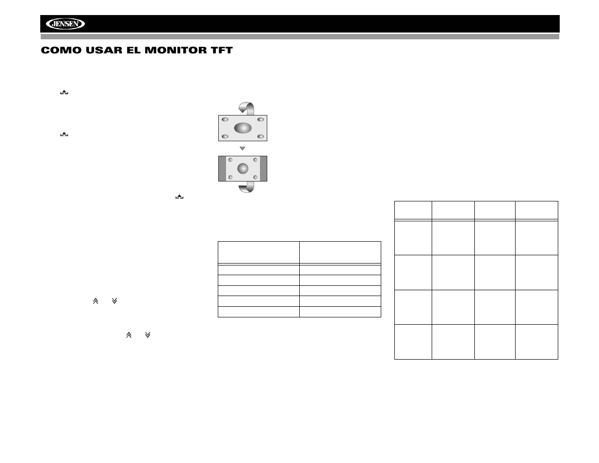 Vm9313 como usar el monitor tft | Jensen VM9313 User Manual | Page 43 / 106