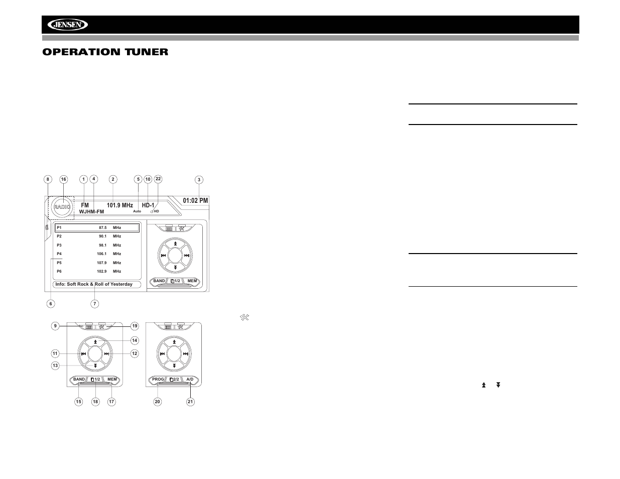 Vm9313 operation tuner | Jensen VM9313 User Manual | Page 81 / 106