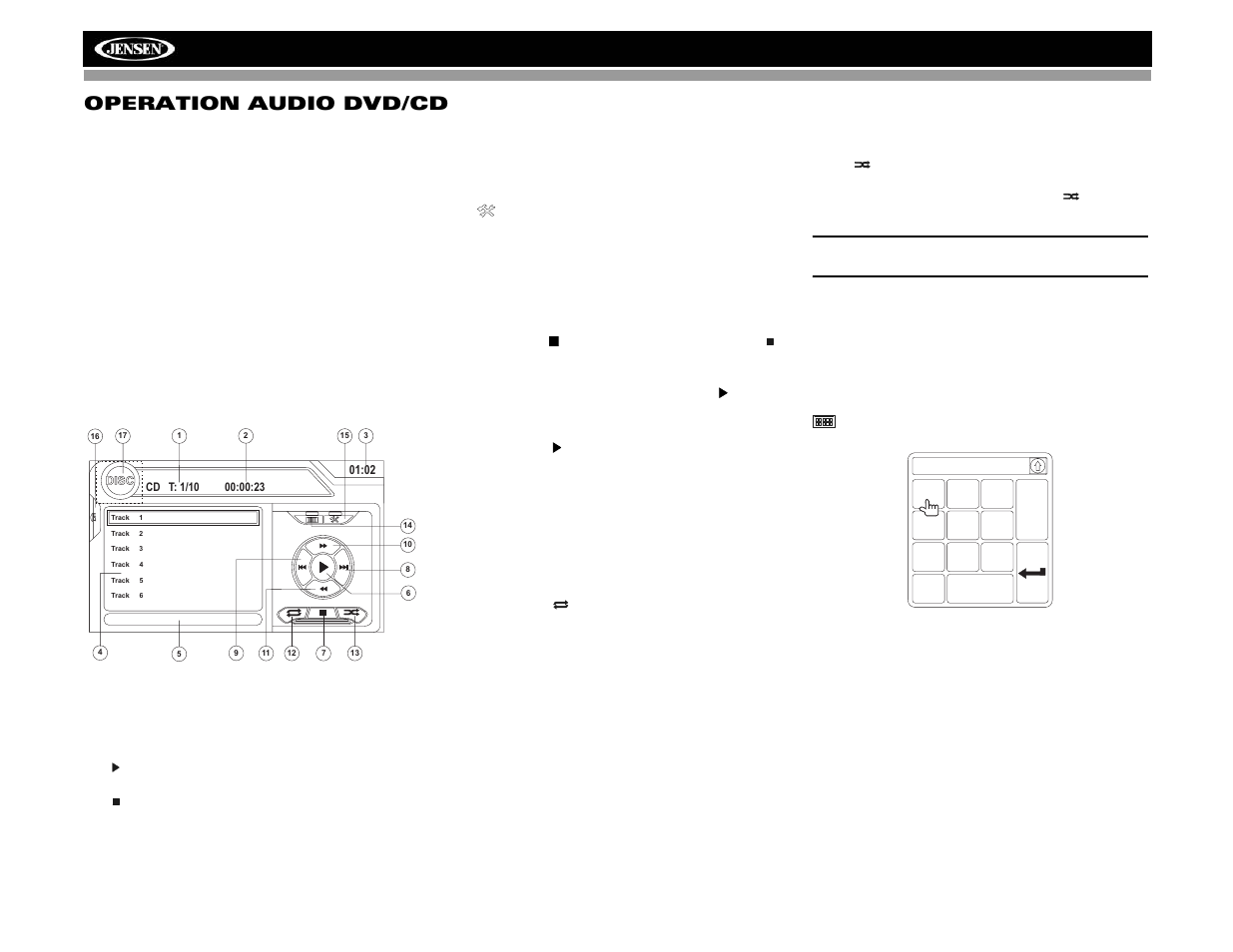 Vm9313 operation audio dvd/cd | Jensen VM9313 User Manual | Page 89 / 106