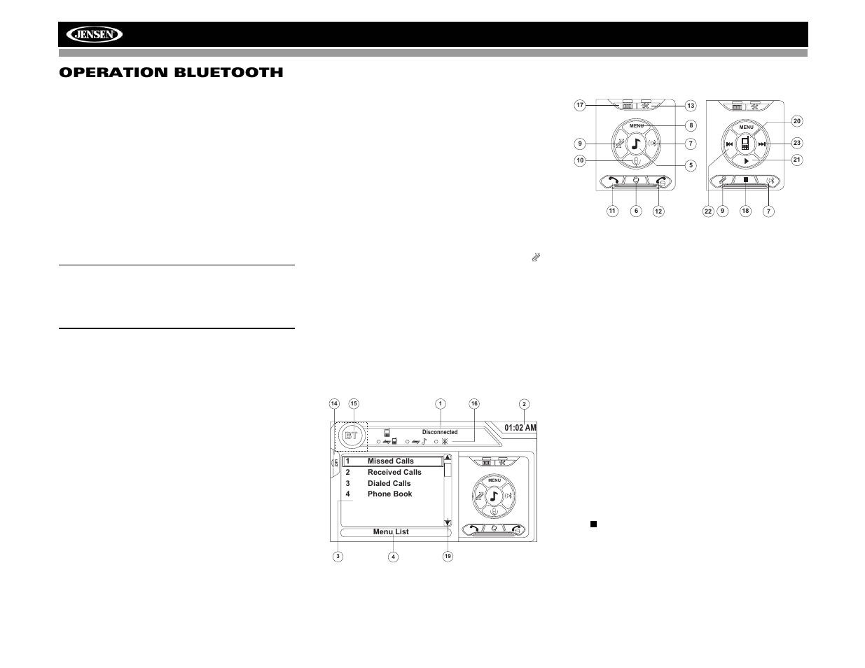 Vm9313 operation bluetooth | Jensen VM9313 User Manual | Page 95 / 106