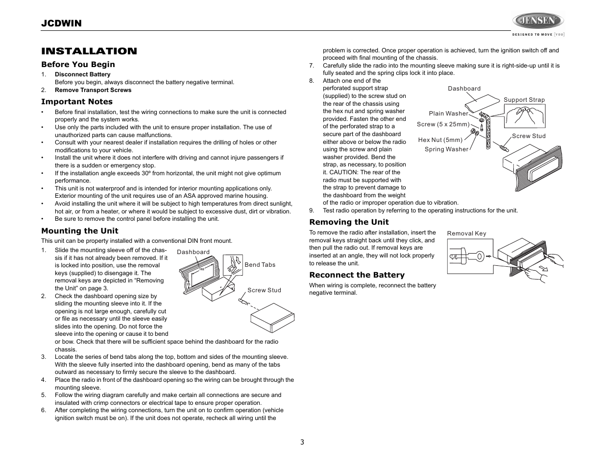 Jcdwin, Installation | Jensen JCDWIN User Manual | Page 3 / 10