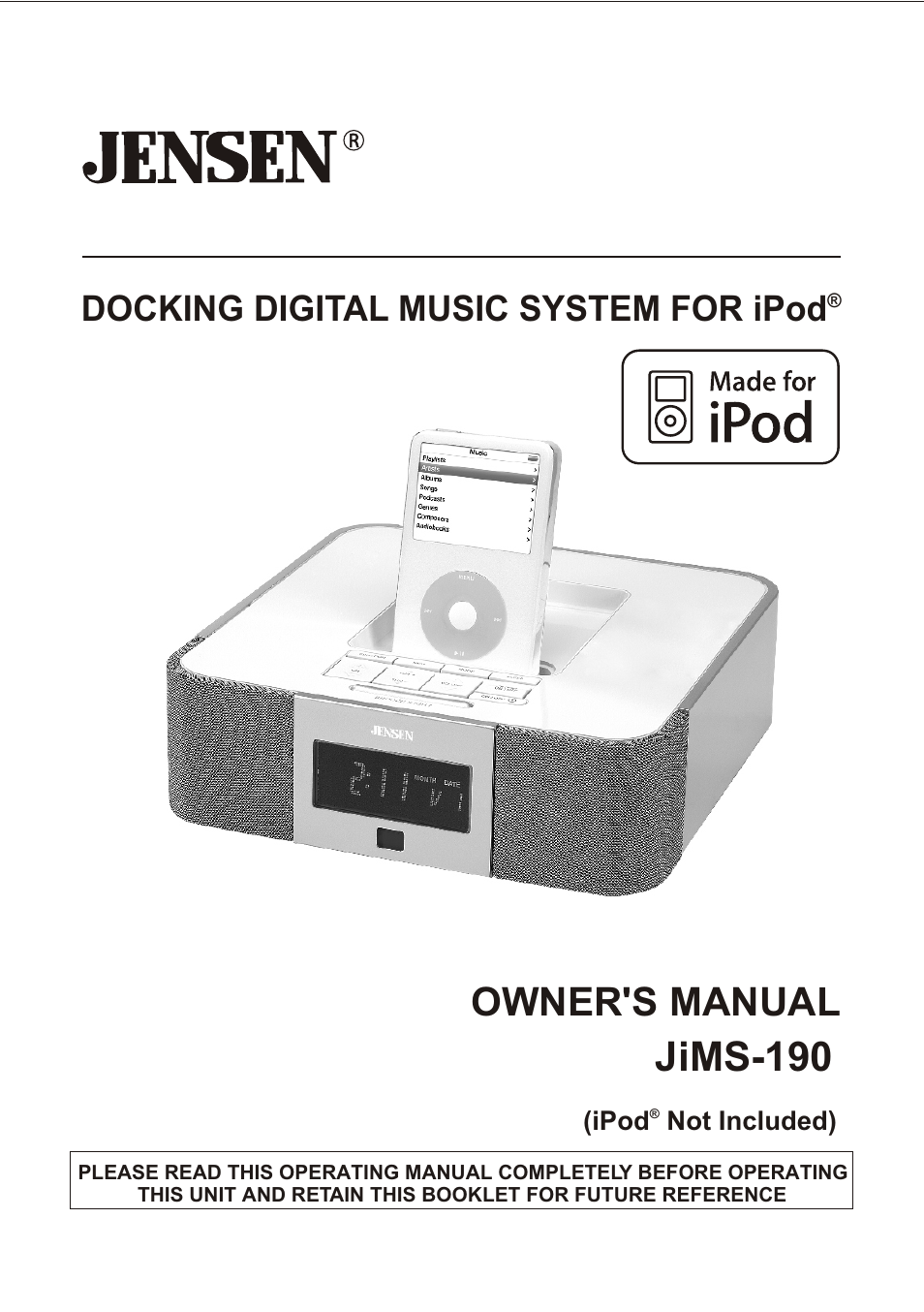 Jensen JiMS-190 User Manual | 16 pages