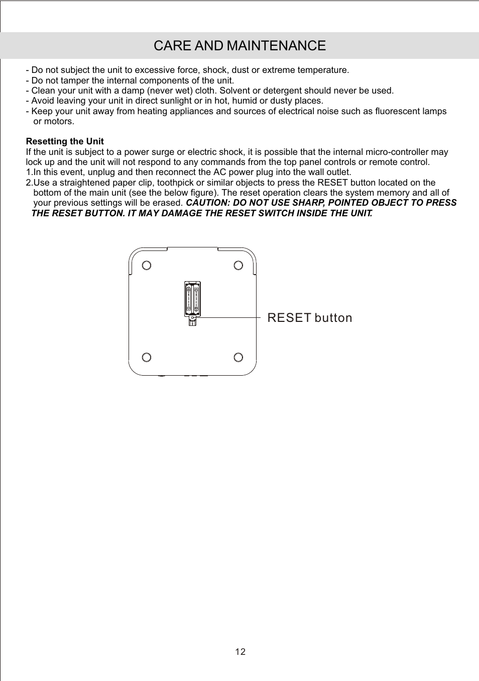 Care and maintenance | Jensen JiMS-190 User Manual | Page 14 / 16