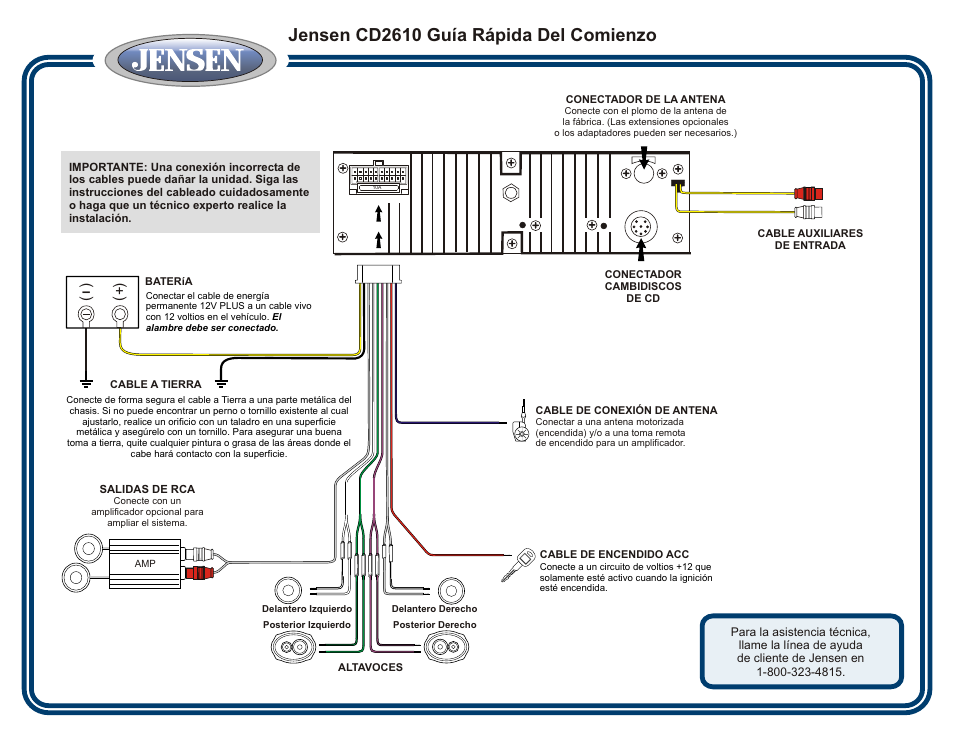 Jensen cd2610 guía rápida del comienzo | Jensen CD2610 User Manual | Page 3 / 3