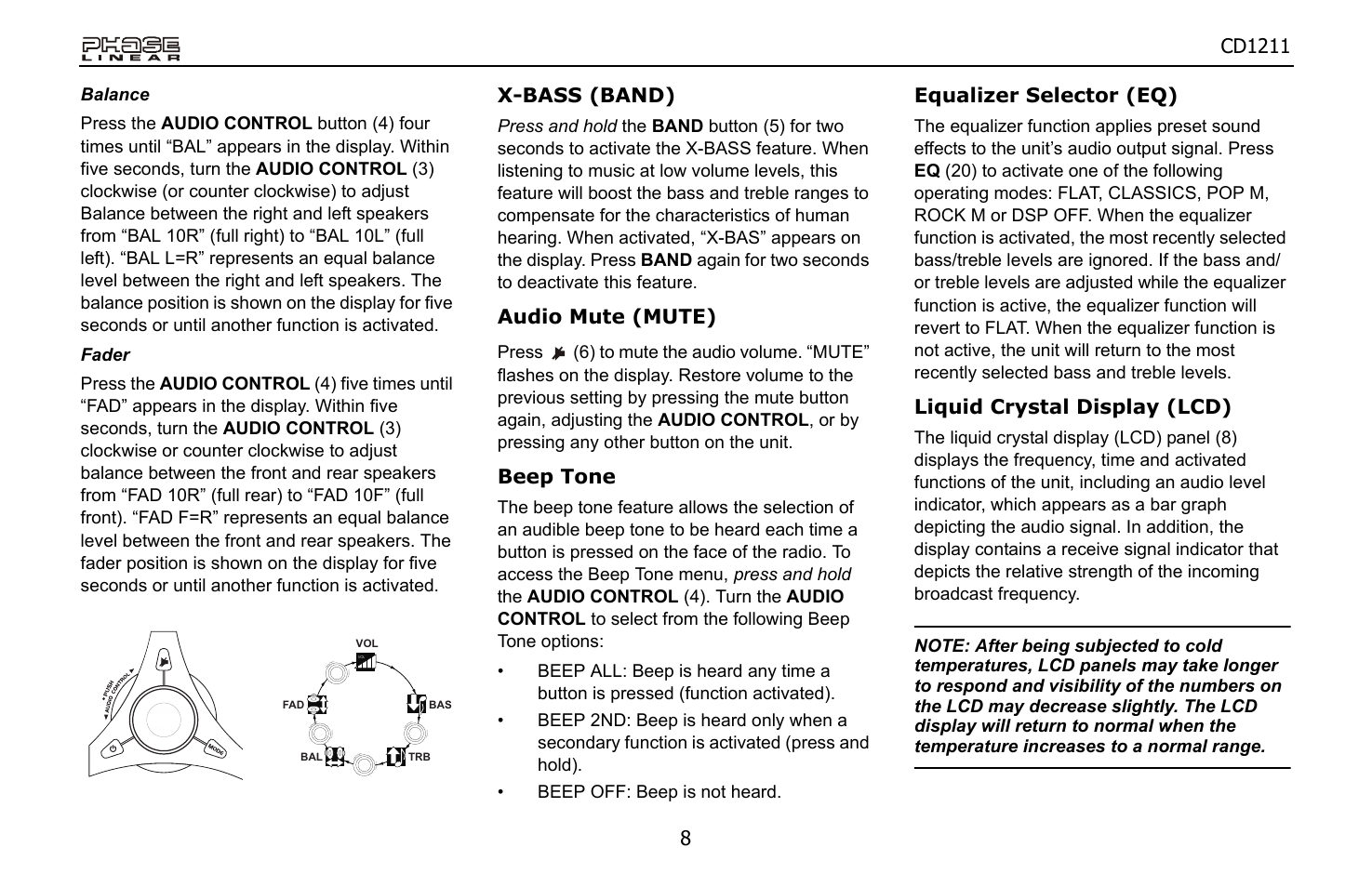 Jensen Phase Linear CD1211 User Manual | Page 8 / 20