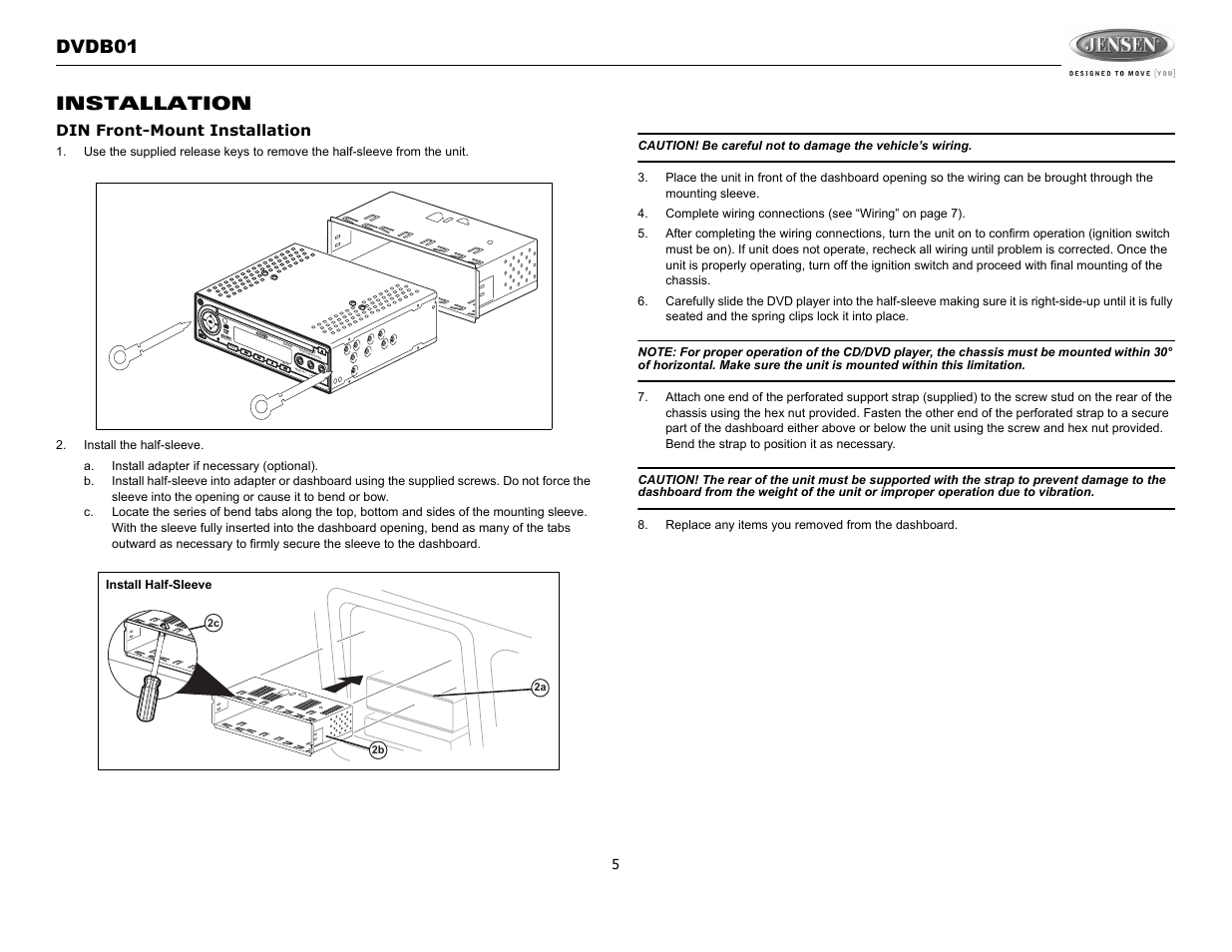 Dvdb01 installation | Jensen DVDB01 User Manual | Page 4 / 21